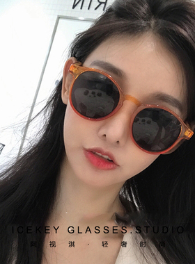 圆脸韩版ins街拍近视墨镜