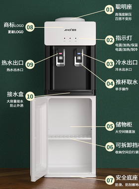 夏新双推杯立式家用饮冰水机冷热办公室宿舍节能冰温热制冷饮水机