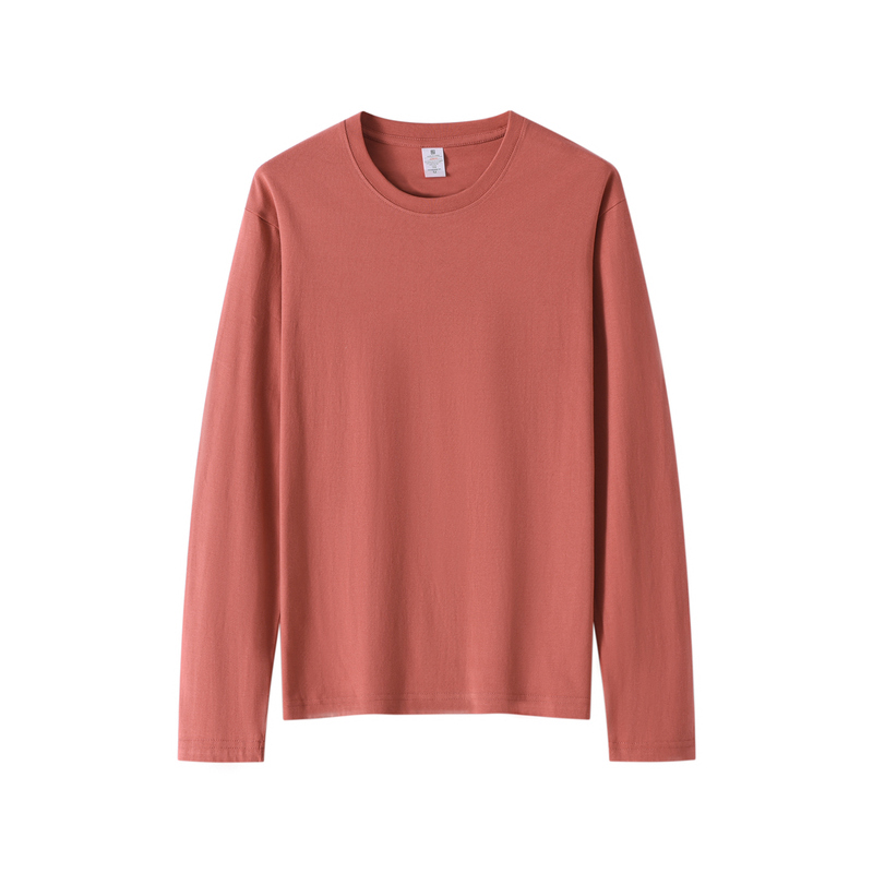 100%新疆重磅纯棉长袖t恤男女春秋纯白色打底衫宽松内搭体恤卫衣 - 图2