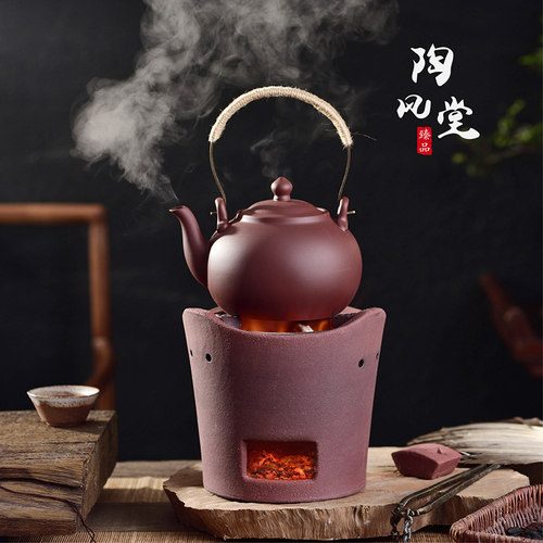 侧把壶陶壶粗陶泥壶柴烧壶砂铫壶明火煮茶壶电陶炉壶木炭炉烧水壶 - 图2