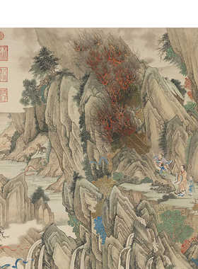 大禹治水图画芯画稿卷轴挂画