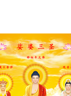 娑婆三圣释迦牟尼佛地藏王观音