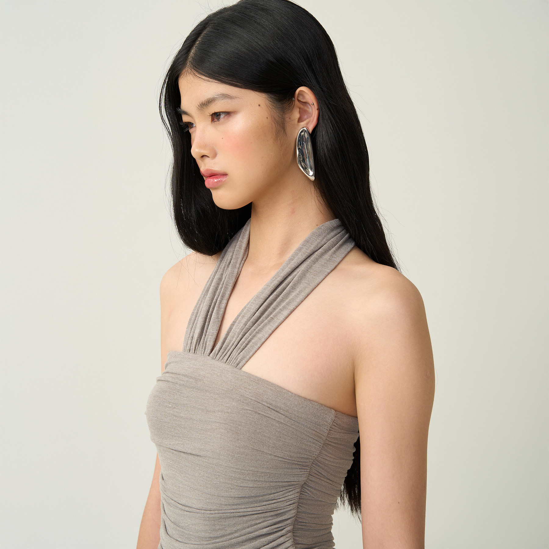 OTHERSTORE 粉色间奏 挂脖双层修身针织连衣裙女秋冬长款抹胸裙子,淘宝优惠券,粉丝福利购,淘宝优惠卷