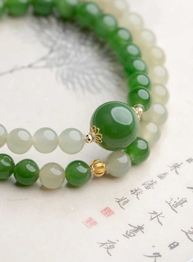 天然和田玉手串女款玉石手链