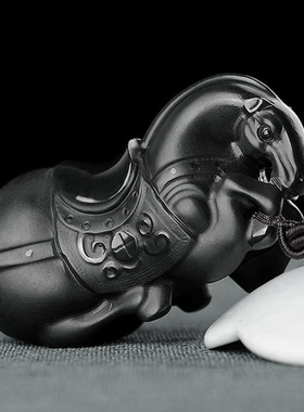 天然和田玉马把件摆件马到成功