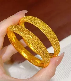 沙金花丝凤尾手镯小众轻奢复古