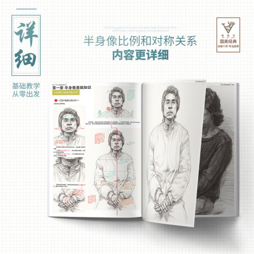 国美励志 杭州素描半身像 美院人物头像肖像带手考研联考铅笔照片对画临摹范本美术书手绘画画册本完美基础经典全集教程书教学教材 - 图3