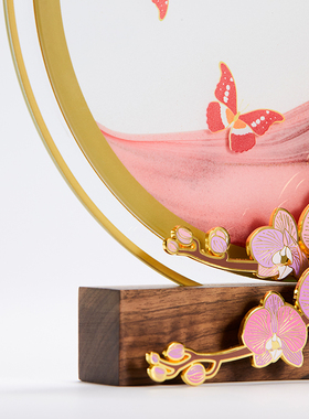 马鹿花好月圆流沙画摆件新婚礼物