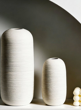 极简侘寂拉丝陶瓷花瓶客厅摆件