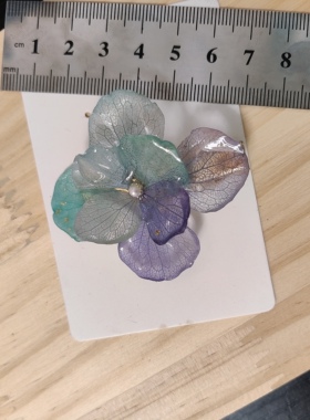 大叶绣球原创手作干花真花滴胶发夹小众森系法式复古真花特色发夹
