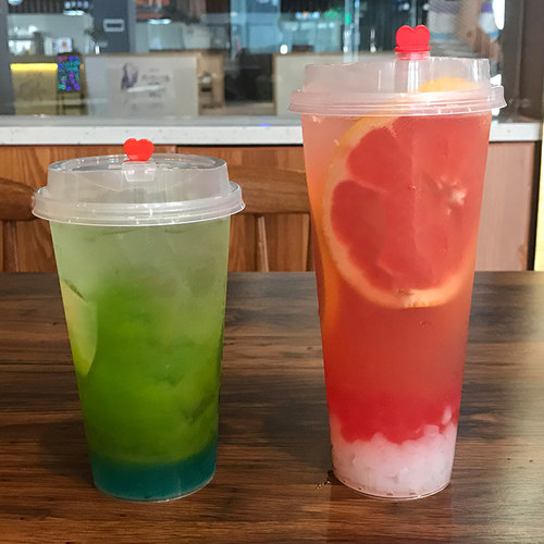 90口径加厚一次性塑料奶茶杯高透注塑杯饮料果汁杯可定制LOGO - 图0