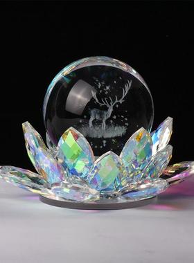 水晶莲花烛台带球寺庙供奉