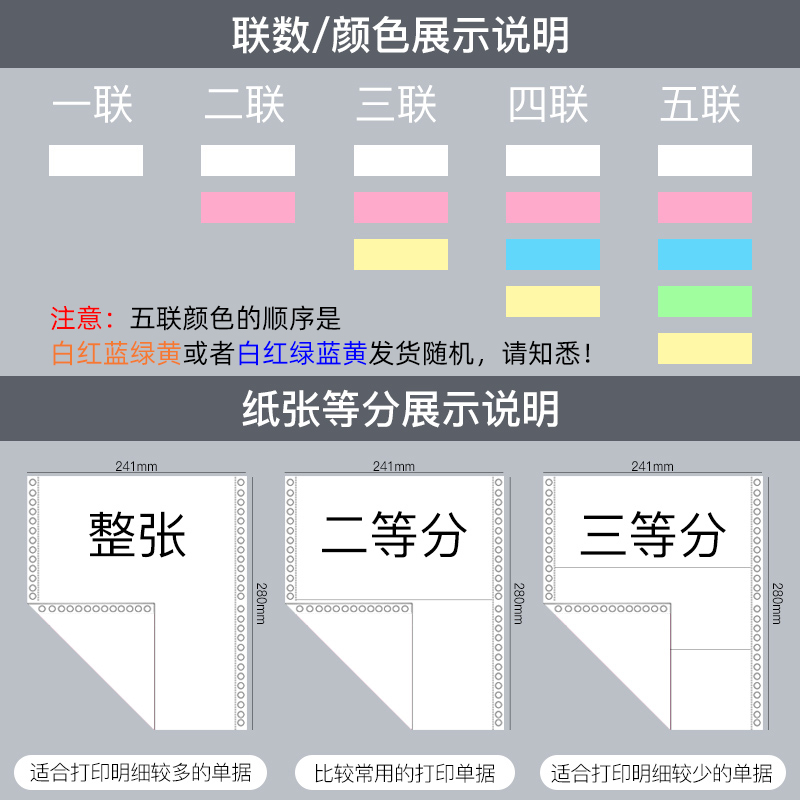 针式电脑打印纸三联三等分二联两联四联五联二等分241-3联 打印机单发票凭证打印纸机送货单清单三联 - 图3