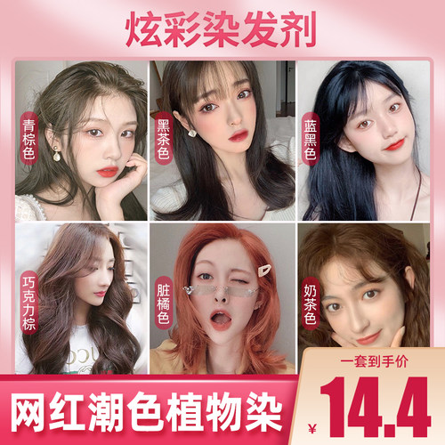 蓝黑茶色染发剂2026新款流行色泡泡纯自己在家染头发膏女显白植物 - 图2