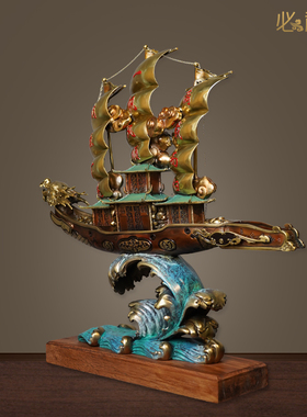 必禧利纯铜一帆风顺摆件办公室