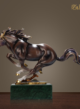 必禧利黄铜马到成功办公室装饰品
