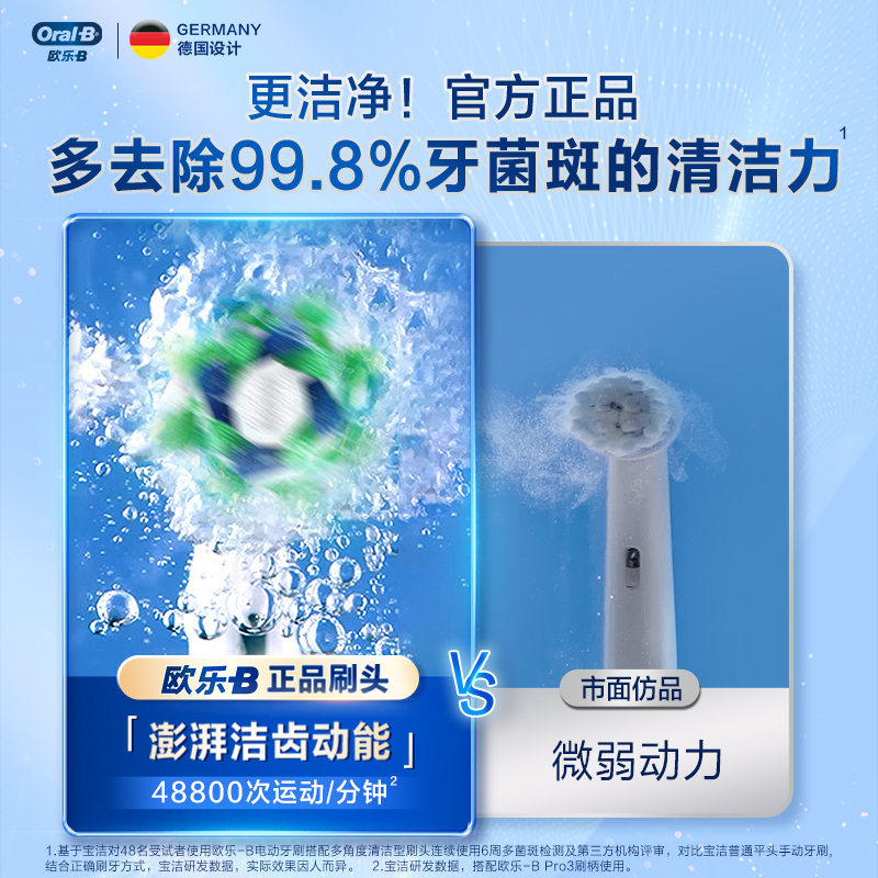 Oral-B/欧乐B成人电动牙刷通用原装替换牙刷头组合装声波小圆头 - 图1