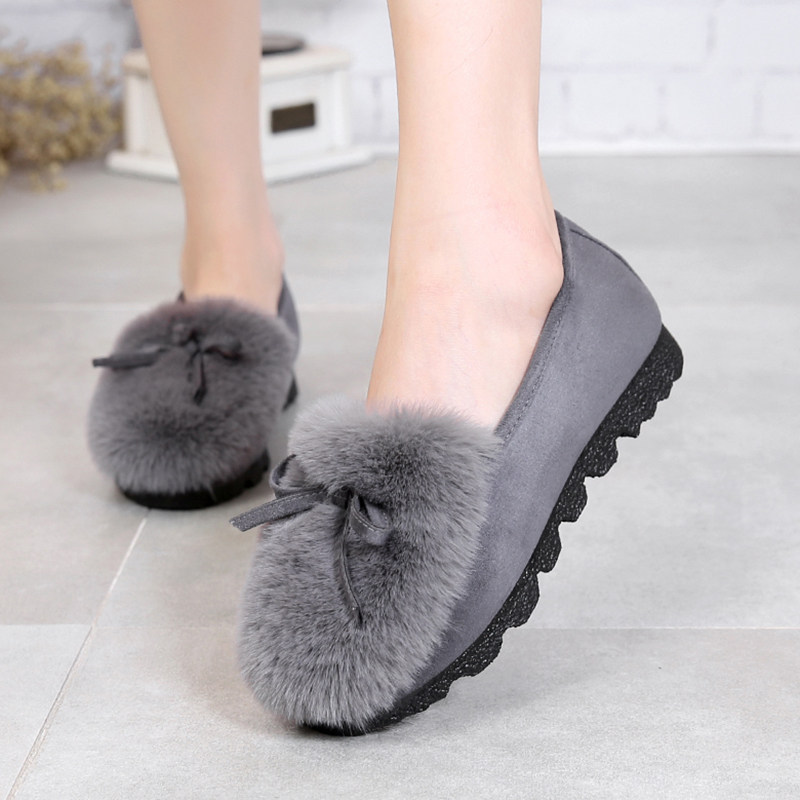 加绒棉鞋豆豆鞋4243大码女冬季毛毛鞋平底懒人鞋休闲孕妇防保暖鞋,淘宝优惠券,粉丝福利购,淘宝优惠卷