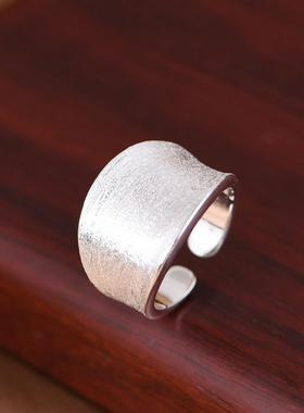 拉丝银戒指S925纯银小众轻奢女款