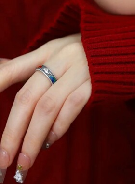 新中式精致九尾狐戒指女小众设计感彩色珐琅开口指环个性食指戒潮