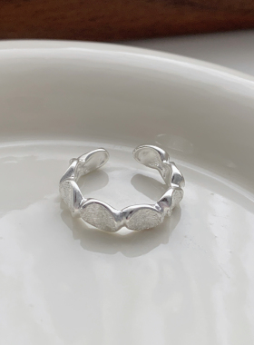 小众豆豆爱心开口戒指女复古百搭高级时尚清新潮流镀银食指戒指环