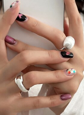 甜酷拉丝几何戒指女半圆馒头线条镂空精致叠戴开口指环网红食指戒