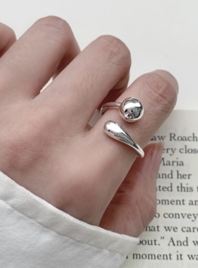 简约水滴圆球开口食指戒指女