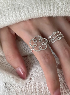 镂空线条花朵猪鼻子戒指女极简风时尚个性简约开口戒指轻奢高级感