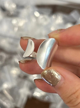 不对称几何宽边戒指女个性时尚气质欧美风S925镀银开口指环食指戒