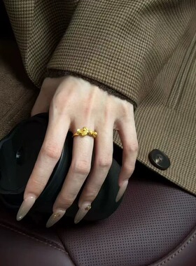 甜美立体桂花戒指女精致树叶百搭叠戴气质开口指环优雅轻奢食指戒