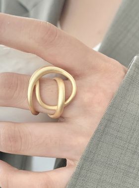 几何夸张线条戒指女个性网红冷淡风百搭开口指环小众设计感食指戒