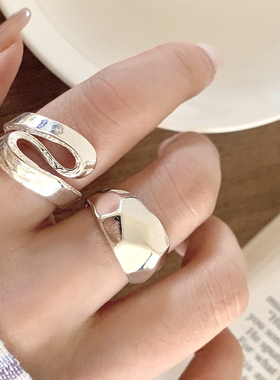 几何不规则反射面戒指女冷淡风