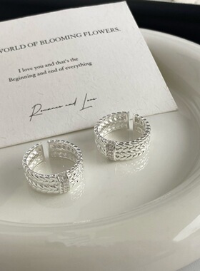 双层麦穗戒指女简约时尚气质花纹开口指环ins风小众设计感食指戒