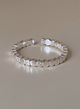 简约方块百搭戒指女细圈叠戴个性时尚ins风开口指环小众食指戒潮