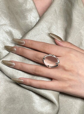 清透白月光精致戒指女时尚个性轻奢优雅开口指环夸张网红食指戒潮