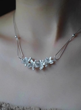 新中式丁香花朵项链女甜美双层叠戴百搭颈链简约气质小众感锁骨链