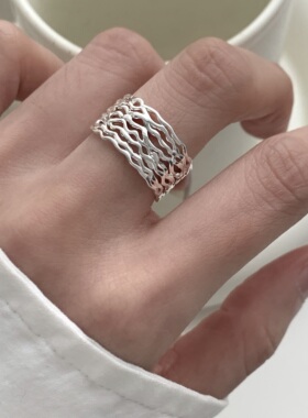 韩版镀银镂空冷淡风女士食指戒