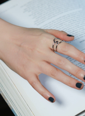 简约线条交叉戒指女ins小众设计个性S925银开口指环欧美风食指戒