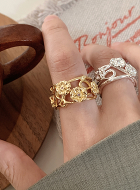 甜美镂空花朵轻奢食指戒