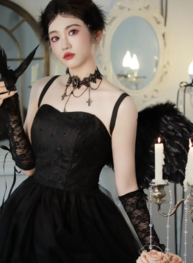 万圣节哥特风十字架项链暗黑风颈带项圈cos魅魔女巫颈链礼服配饰