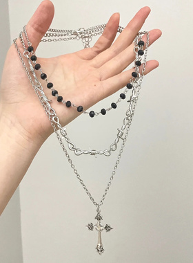 十字架项链叠戴银色bm挂件配饰