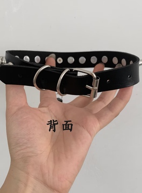铆钉chocker皮革项圈y2k亚比配饰