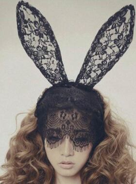 兔耳朵发箍性感白猫耳万圣节黑色