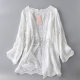Cardigan lace ປັກທີ່ມີແຂນຍາວແລະ shawl ວ່າງ