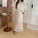 ພາກຮຽນ spring lazy ແບບແຂງສີ lace hollow skirt