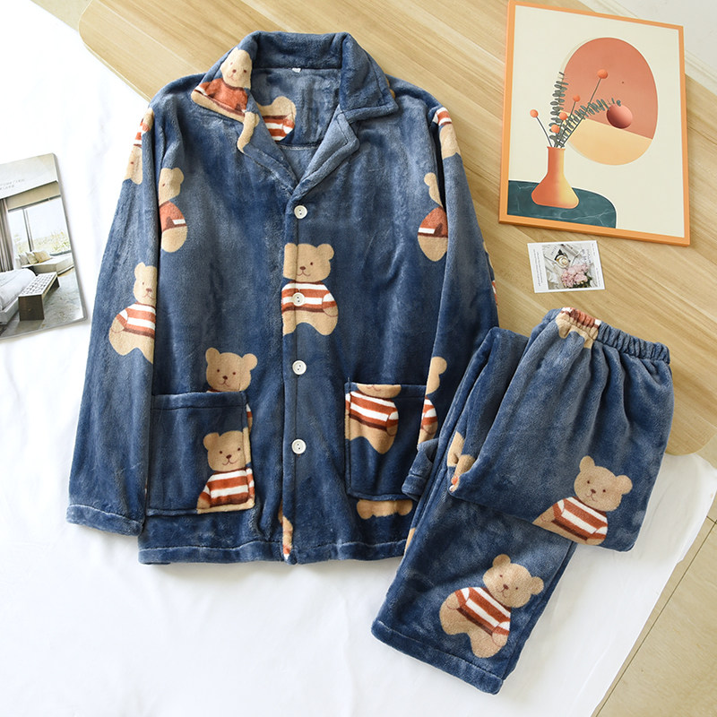 韩版情侣睡衣女冬款珊瑚绒加绒加厚保暖睡衣套装法兰绒男士家居服,淘宝优惠券,粉丝福利购,淘宝优惠卷