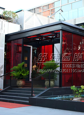 红色玻璃贴膜透光透明酒红大红装饰贴纸酒店窗户防爆膜防窥遮光膜