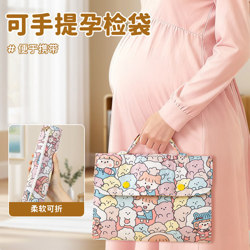 手提孕检包孕检册便携式收纳袋a4产检报告单马宝宝A5检查单活页怀孕记录册档案册收纳册孕期单子孕妇初期用品 - 图3