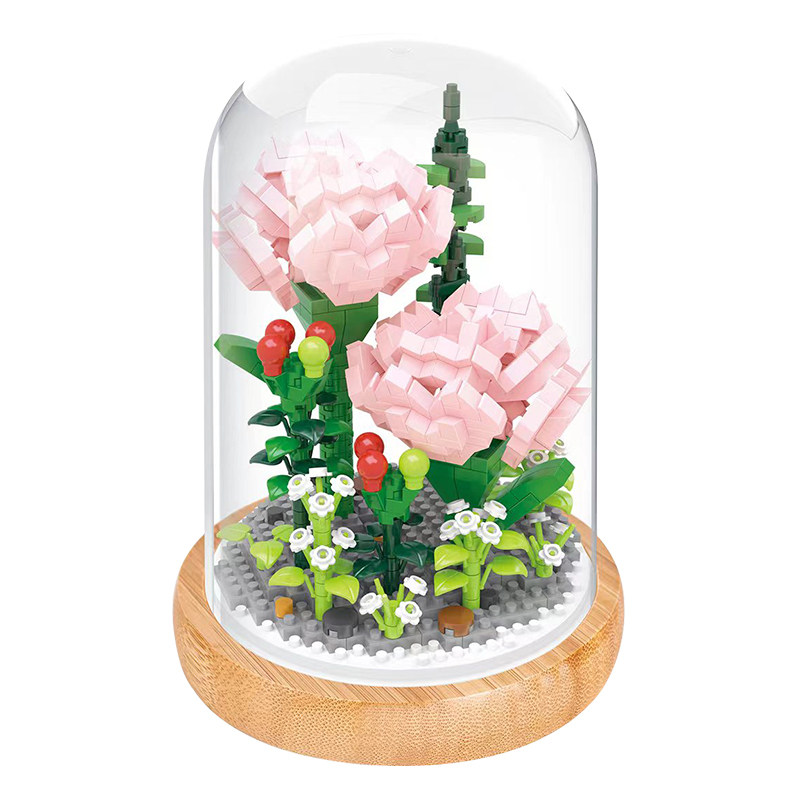 中国女生系列玫瑰花拼装积木 智鹰建构/拼插积木