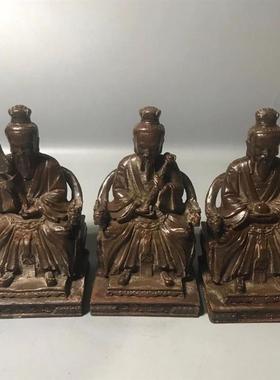 新品纯铜太上老君铜摆件 铜三清道子摆件铜像佛像一套